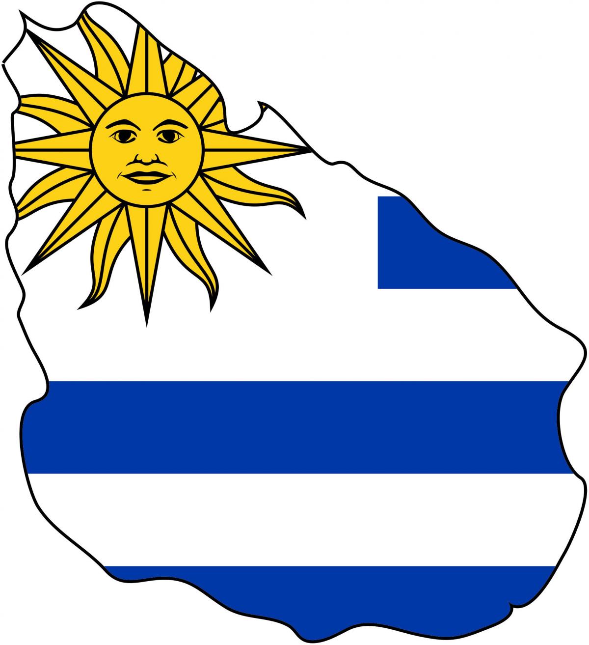 Peta dari Uruguay bendera