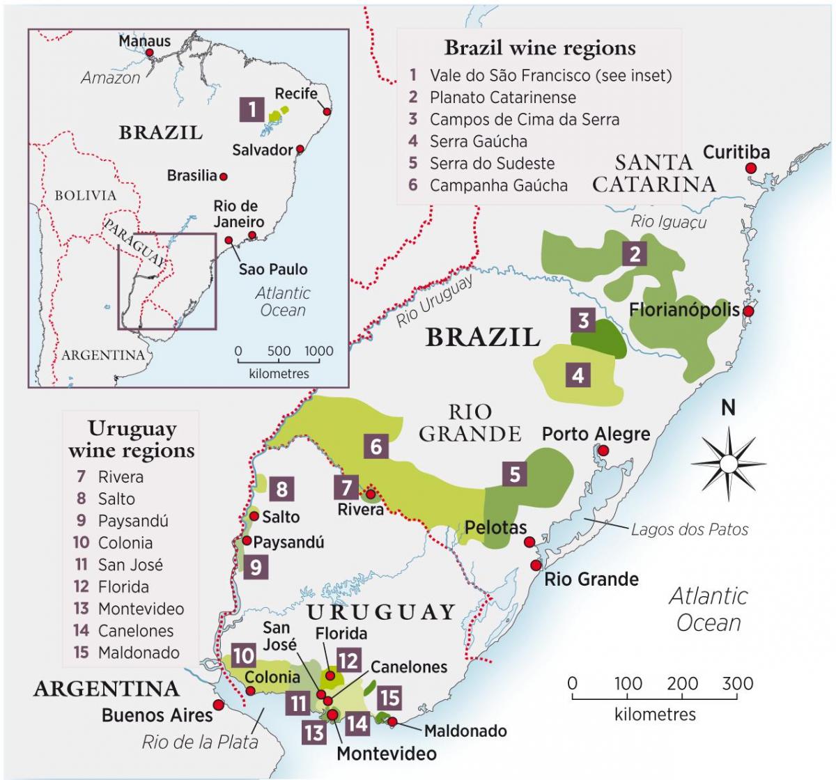 Peta dari Uruguay wain
